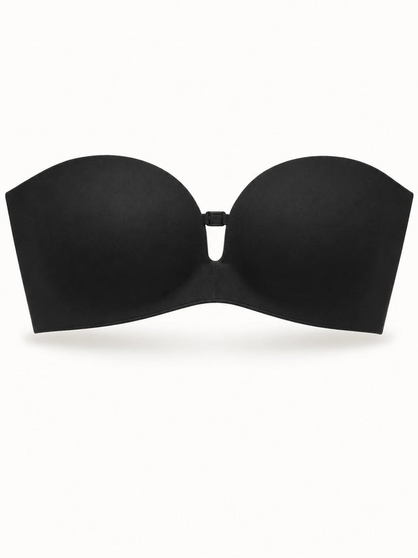 Trägerloser Push-up-BH in Schwarz, Produktansicht von vorne