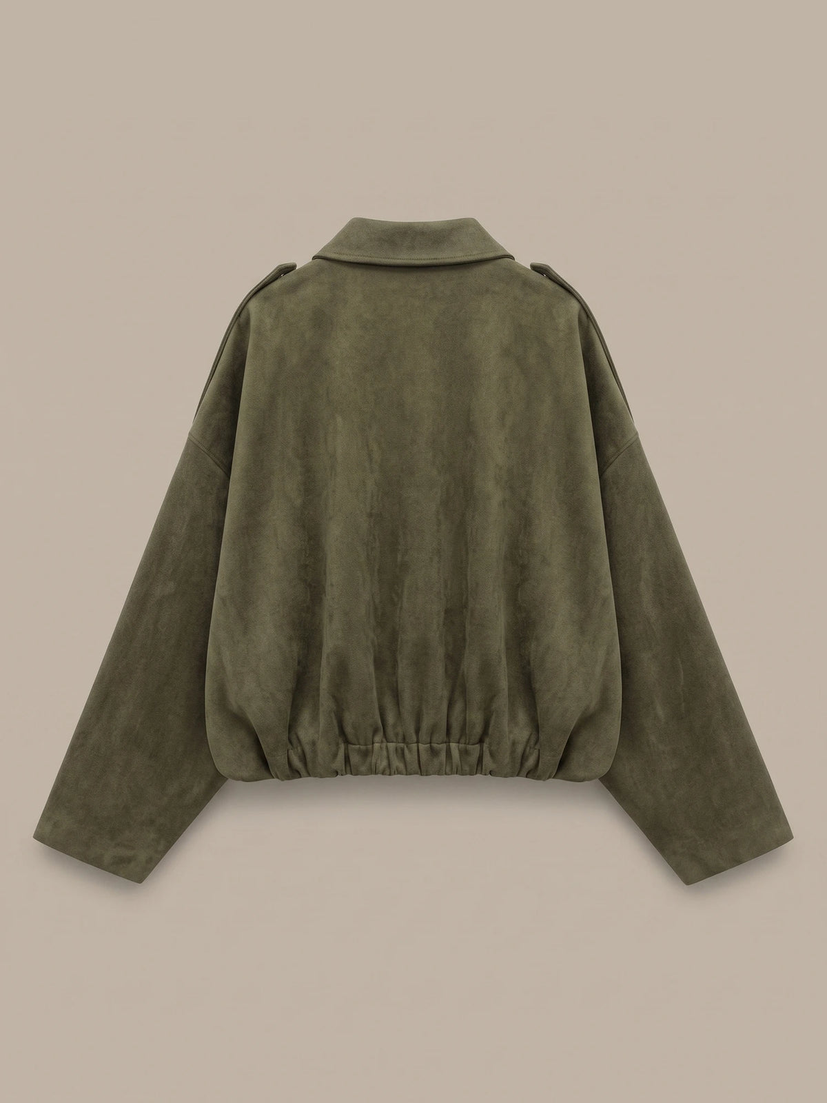 Bomberjacke in Army Green, Rückansicht mit Gummisaum